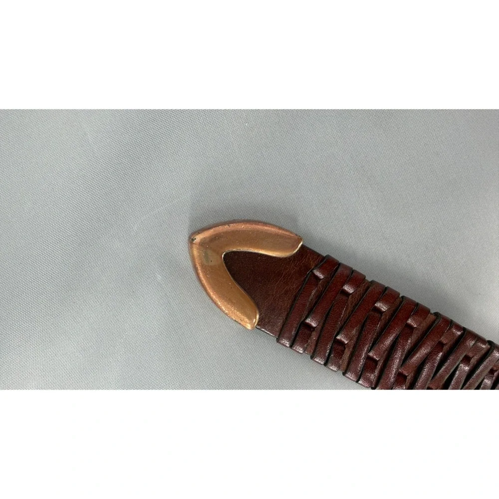 Leatherman Ltd Braided Leather Belt Mens 42 Brown‎ Woven Silver Buckle Golf
